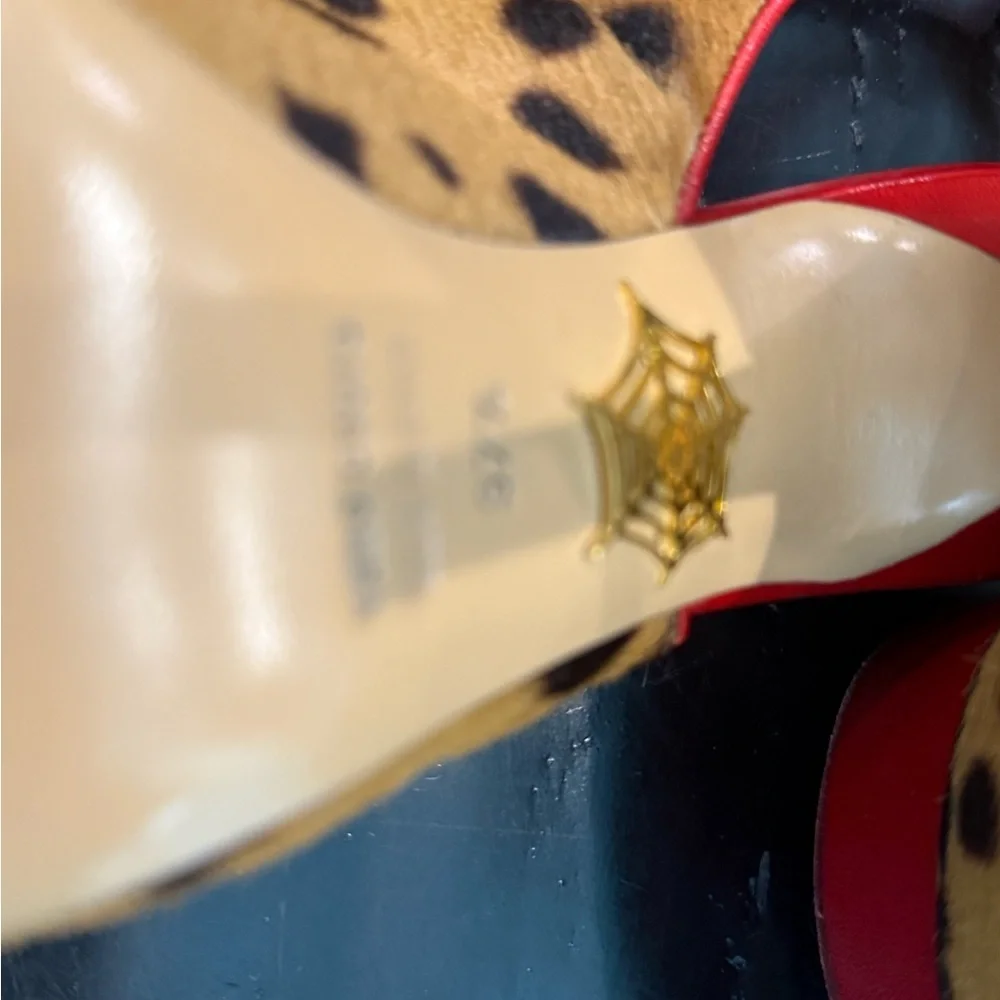 Rare Charlotte Olympia vintage pony hair /leopard print platform slingbacks